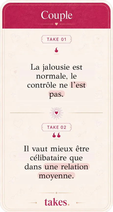 Carte Couple Takes C01 : La jalousie est normale, le contrôle ne l’est pas